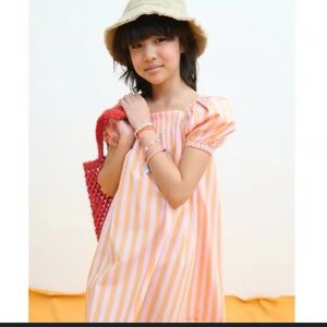 Crewcuts Kids 0 Striped Orange and Pink Cotton Dress